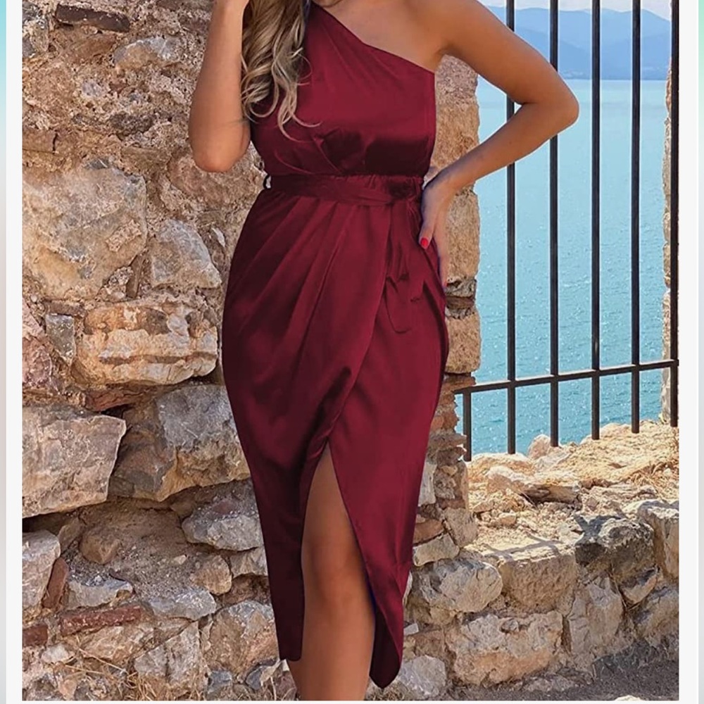 One Shoulder Ruched Dress - Size L